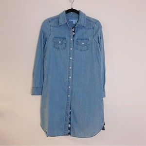Draper James Chambray Floral Button Down Casual Dress Size 0